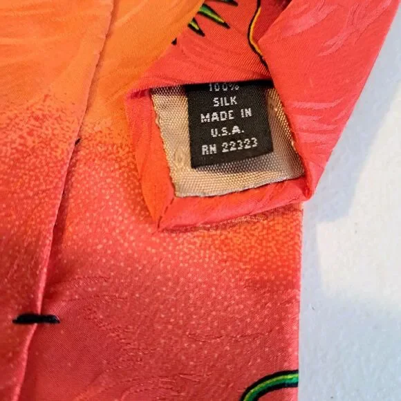 Vintage Rush Limbaugh No Boundaries Necktie Silk Red Blue Lily Pads Preppy USA - Picture 4 of 4